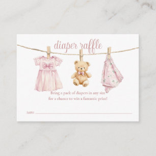 Diaper Raffle Clothesline Girl Baby shower Enclosure Card