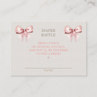 Diaper Raffle Clothesline Girl Pink Ivory Enclosure Card