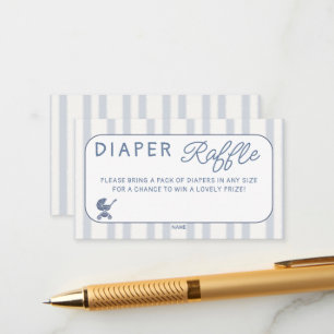 Diaper Raffle Coffe Brunch Dusty Blue Baby Shower Enclosure Card