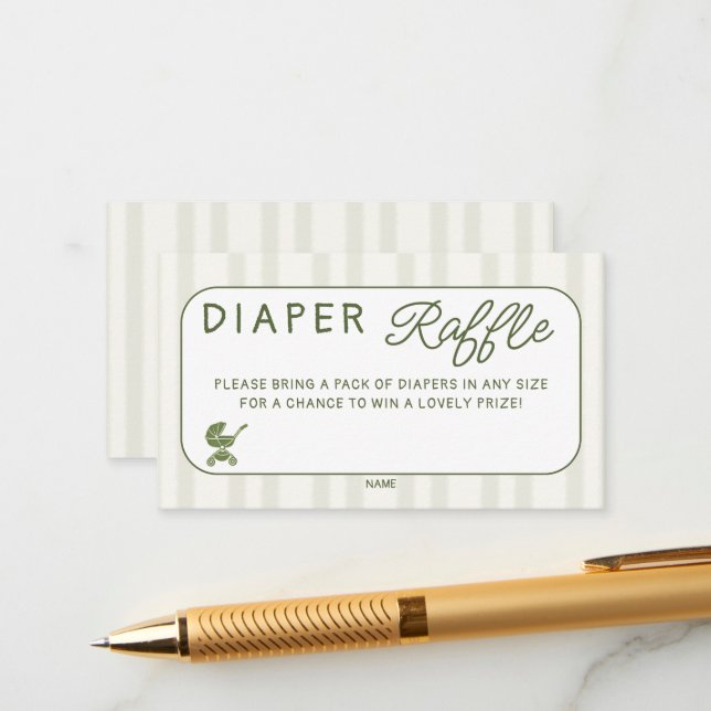 Diaper Raffle Coffee Brewing Brunch Baby Shower Enclosure Card (Front/Back In Situ)