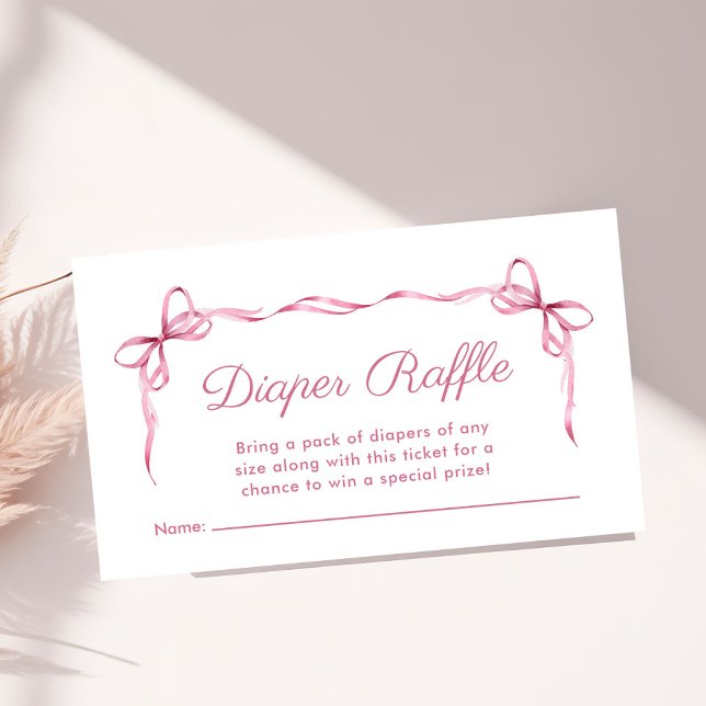 Diaper Raffle Coquette Bows Baby Girl Shower Enclosure Card (Creator Uploaded)