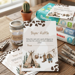 Diaper Raffle Cowboy rustic modern Baby Shower  Enclosure Card