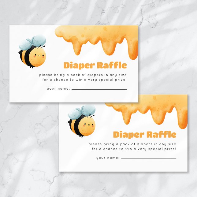 Diaper Raffle Cute Honey Bee Baby Shower Enclosure Card (Creator Uploaded)