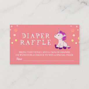 Diaper Raffle Cute Pink Unicorn Baby Girl Enclosure Card