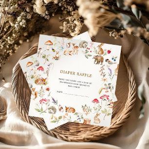 Diaper Raffle Cute Woodland Animals Baby Shower Enclosure Card