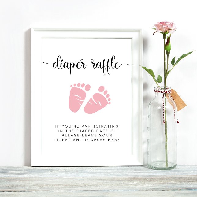 Diaper Raffle Drop Off Pink Feet Baby Girl Shower Poster (Creator Uploaded)