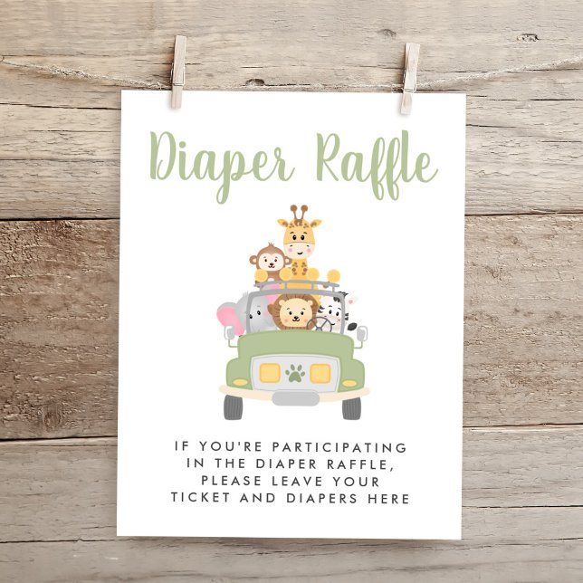 Diaper Raffle Drop Off Safari Baby Shower Sign (Creator Uploaded)
