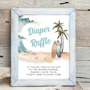 Diaper Raffle Drop Off Surfing Baby Shower Sign