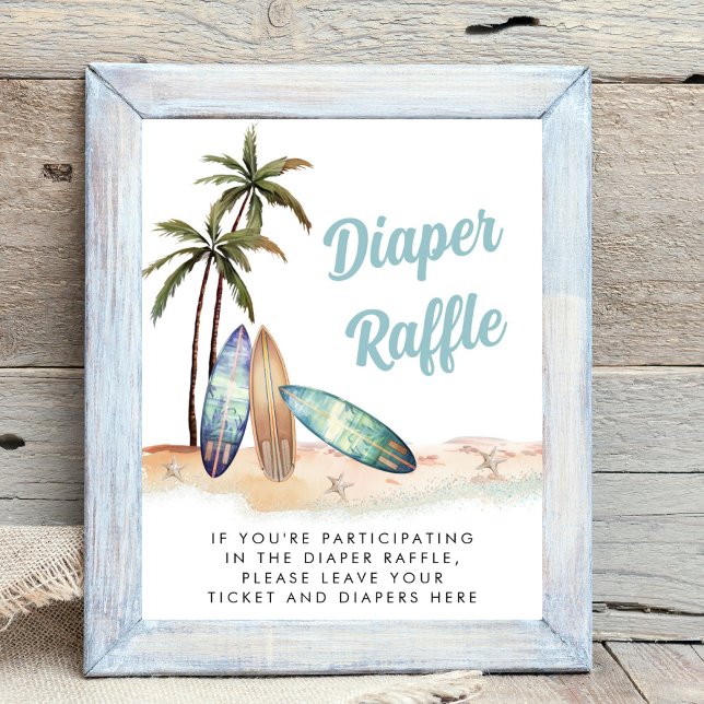 Diaper Raffle Drop Off Surfing Baby Shower Sign (Creator Uploaded)