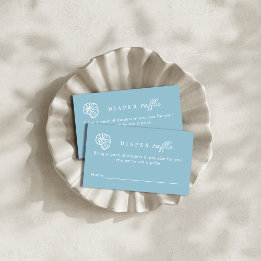 Diaper Raffle Dusty Blue Coastal Beach Baby Shower Enclosure Card