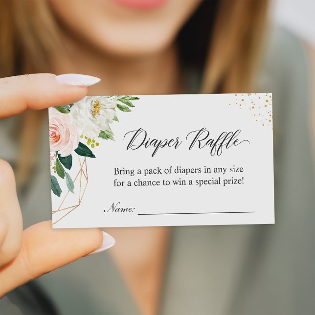 Diaper Raffle Elegant Blush Floral Baby Shower Enclosure Card (Creator Uploaded)
