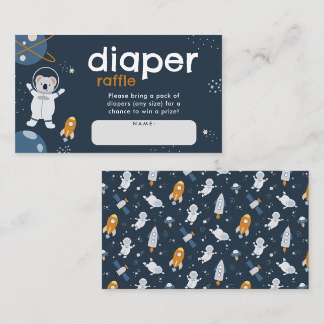 Diaper Raffle Enclosure Card Space Baby Shower (Front/Back)