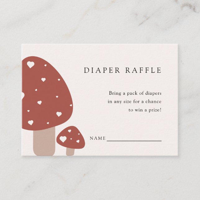 Diaper Raffle Enclosure | Fall Mushrooms Card (Front)