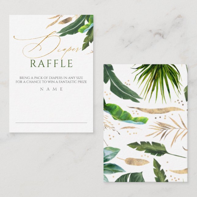 Diaper Raffle Exotic Foliage Baby Shower Business Card (Front/Back)