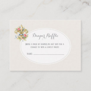 Diaper Raffle Fleur de Lys Baby Shower enclosure Card