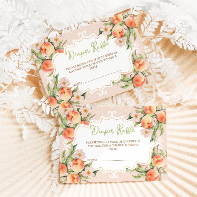 Diaper Raffle Floral Peach Baby Shower Enclosure Card (Creator Uploaded)