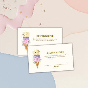 Diaper Raffle Flower Scoop Ice Cream Baby Shower Enclosure Card