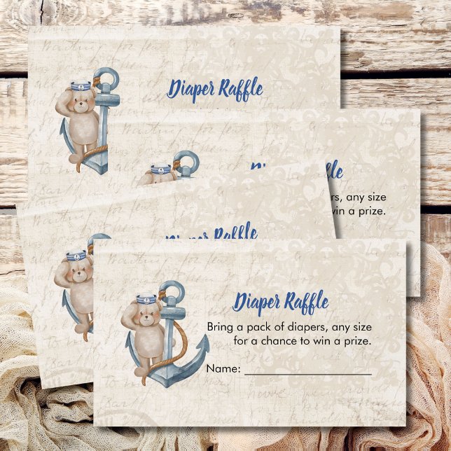 Diaper Raffle Game Ahoy It's A Boy Baby Shower  Enclosure Card (Creator Uploaded)
