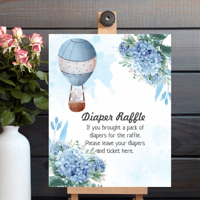 Diaper Raffle Game Elephant Hot air balloon  Poster (Creator Uploaded)