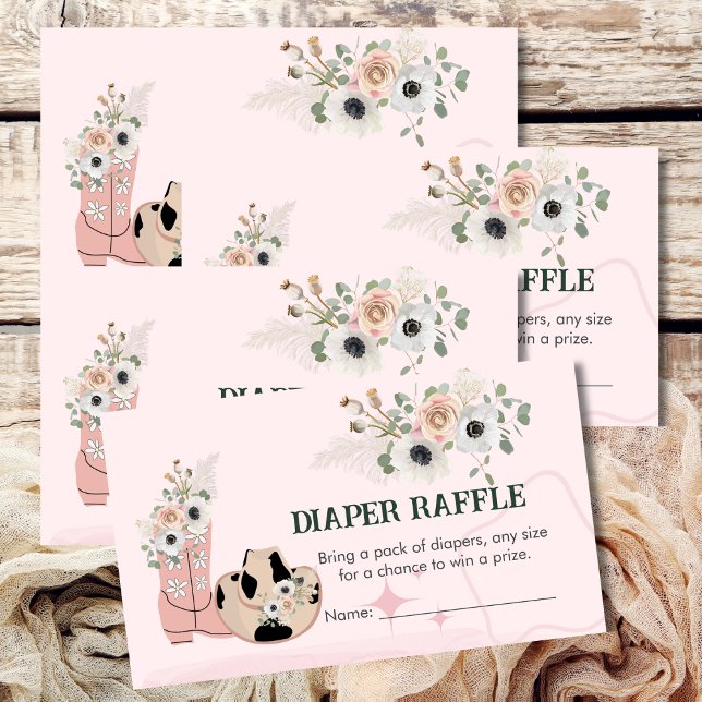 Diaper Raffle Game Saddle Up Western Cowgirl Theme Enclosure Card (Creator Uploaded)