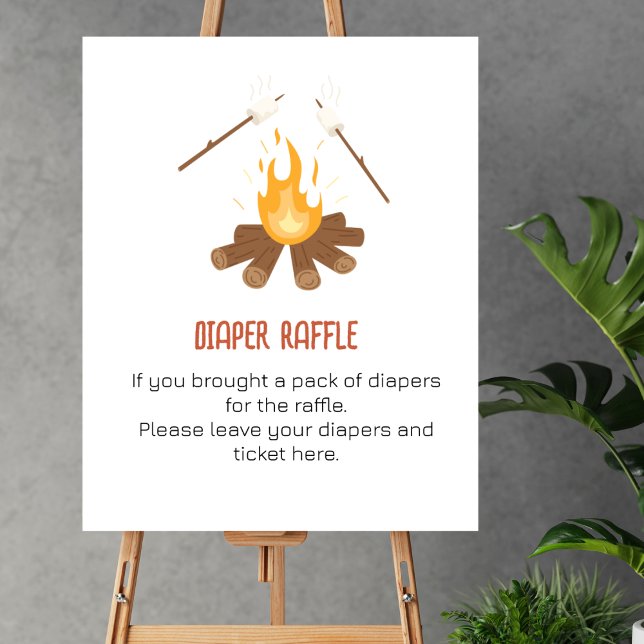 Diaper Raffle Game Smore Campfire Baby Shower Poster (Creator Uploaded)