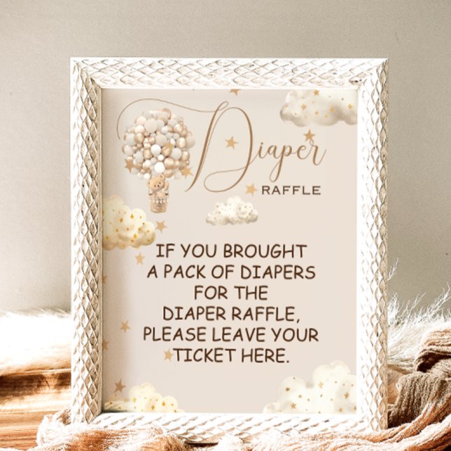 Diaper Raffle Game Teddy Bear balloons ThemeSign Poster (Creator Uploaded)