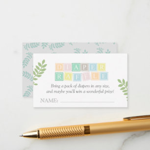 Diaper Raffle Gender Neutral Whimsical Baby Shower Enclosure Card