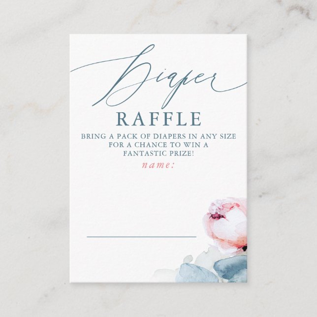 Diaper Raffle Gender Reveal Baby Shower Tickets Enclosure Card (Front)