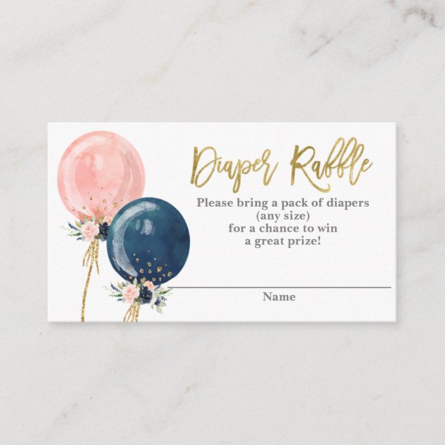 Diaper Raffle gender reveal Enclosure Card (Front)