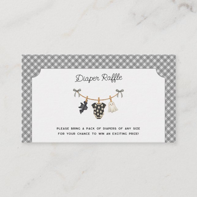 Diaper Raffle Gingham Halloween Baby Shower Enclosure Card (Front)