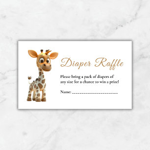 Diaper Raffle Giraffe Cute Boy Baby Shower Enclosure Card