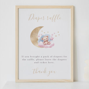 Diaper Raffle Gold Moon Stars Baby Shower Sign