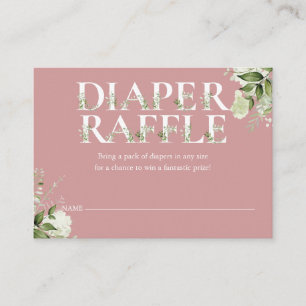 Diaper Raffle Greenery Dusty Rose Baby Shower Enclosure Card