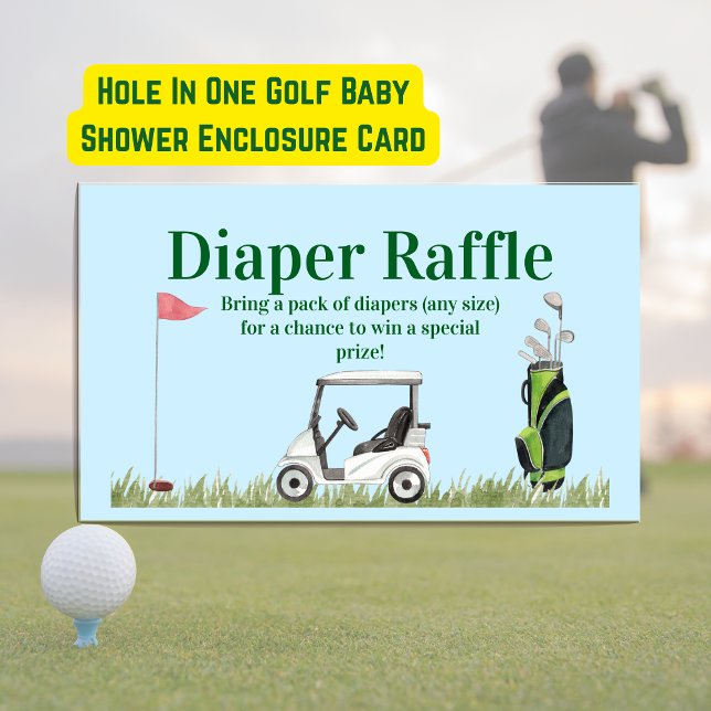 Diaper Raffle Hole In One Golf Baby Shower  Enclosure Card (Hole In One Golf Baby Shower Enclosure Cards)