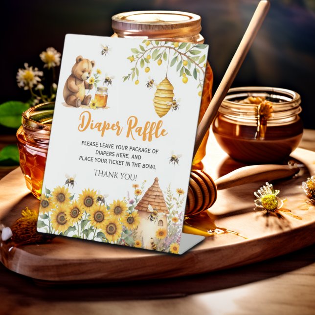 Diaper Raffle Honey Bee Baby Shower Pedestal Sign (Creator Uploaded)