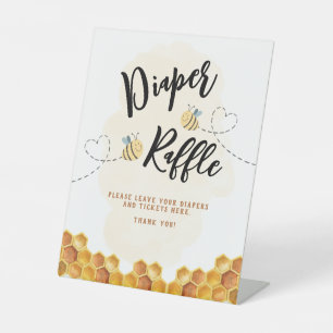 Diaper Raffle Honey Bumble Bee Baby Shower Pedestal Sign