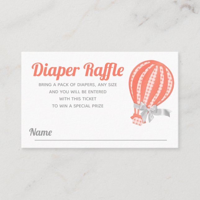 Diaper Raffle Hot Air Balloon Baby Shower Business Card (Front)