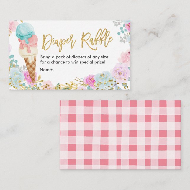 Diaper Raffle Ice Cream Pastel Enclosure Card (Front/Back)