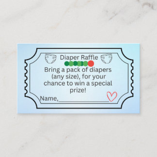 Diaper Raffle Insert Cards Cute & Fun Baby Shower