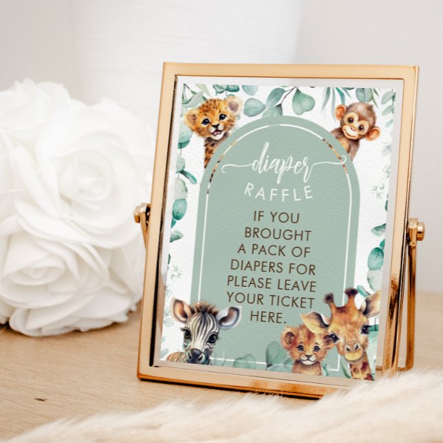  Diaper Raffle Jungle Animals Eucalyptus Game Sign (Creator Uploaded)