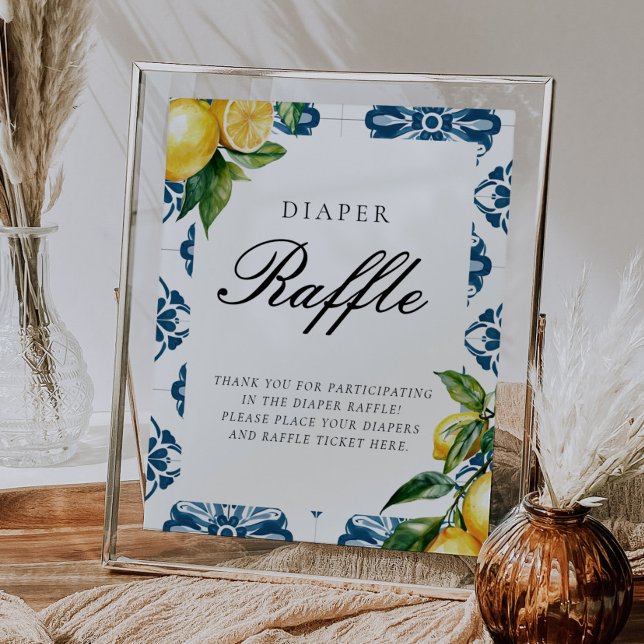 Diaper Raffle Lemon Positano Baby Shower Sign (Creator Uploaded)