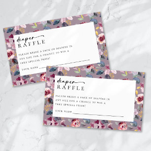 Diaper Raffle Lilac Floral Baby Show Enclosure Card