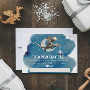 Diaper Raffle Little Knight Dragon Silver Star Invitation