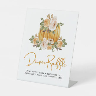 Diaper Raffle Little Pumpkin Fall Baby Shower  Pedestal Sign