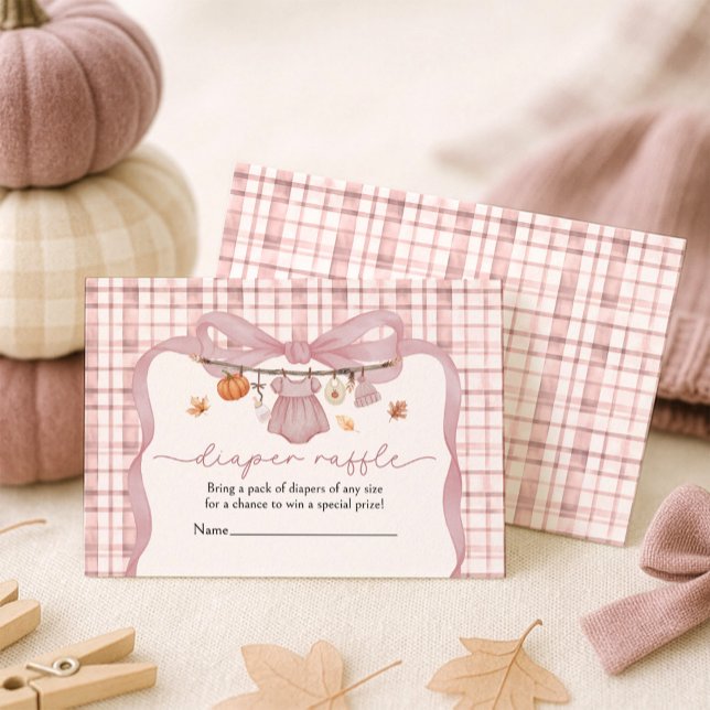 Diaper Raffle Little Pumpkin Girl Fall Baby Shower Enclosure Card (Creator Uploaded)