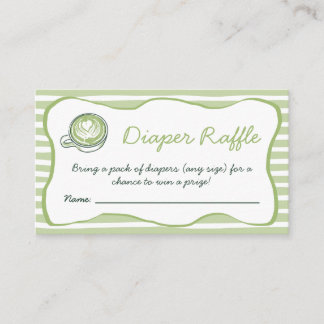 Diaper Raffle Matcha Green Tea Baby Shower Enclosure Card