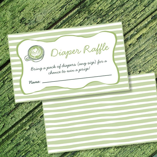 Diaper Raffle Matcha Green Tea Baby Shower Enclosure Card (Diaper Raffle Matcha Green Tea Baby Shower Enclosure Card)