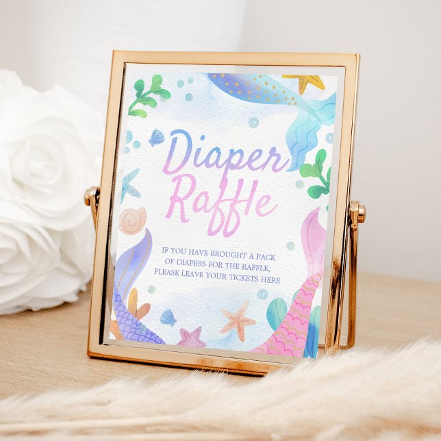 Diaper Raffle Mermaid Baby Shower Sign (Creator Uploaded)