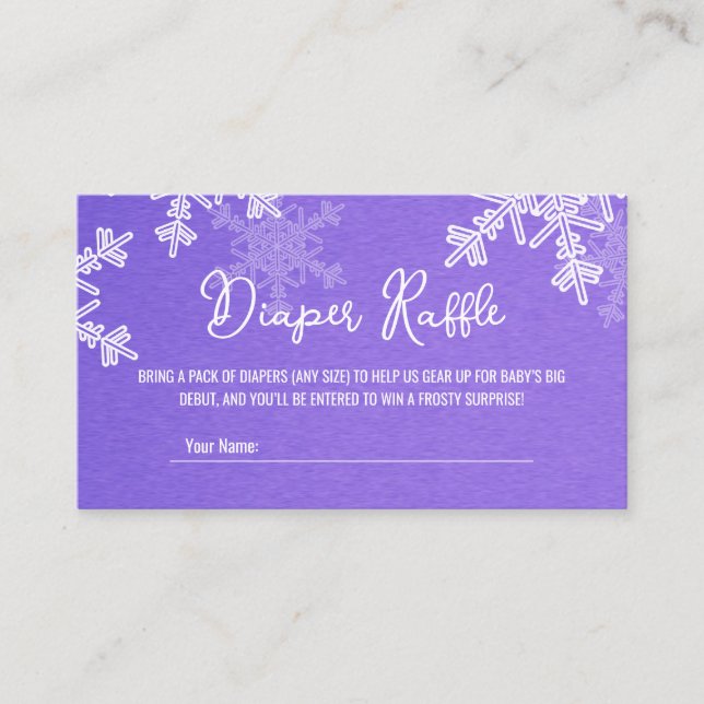 Diaper Raffle Minimalist Indigo Snowflake Pattern  Enclosure Card (Front)