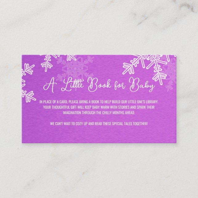 Diaper Raffle Minimalist Purple Snowflake Pattern  Enclosure Card (Front)